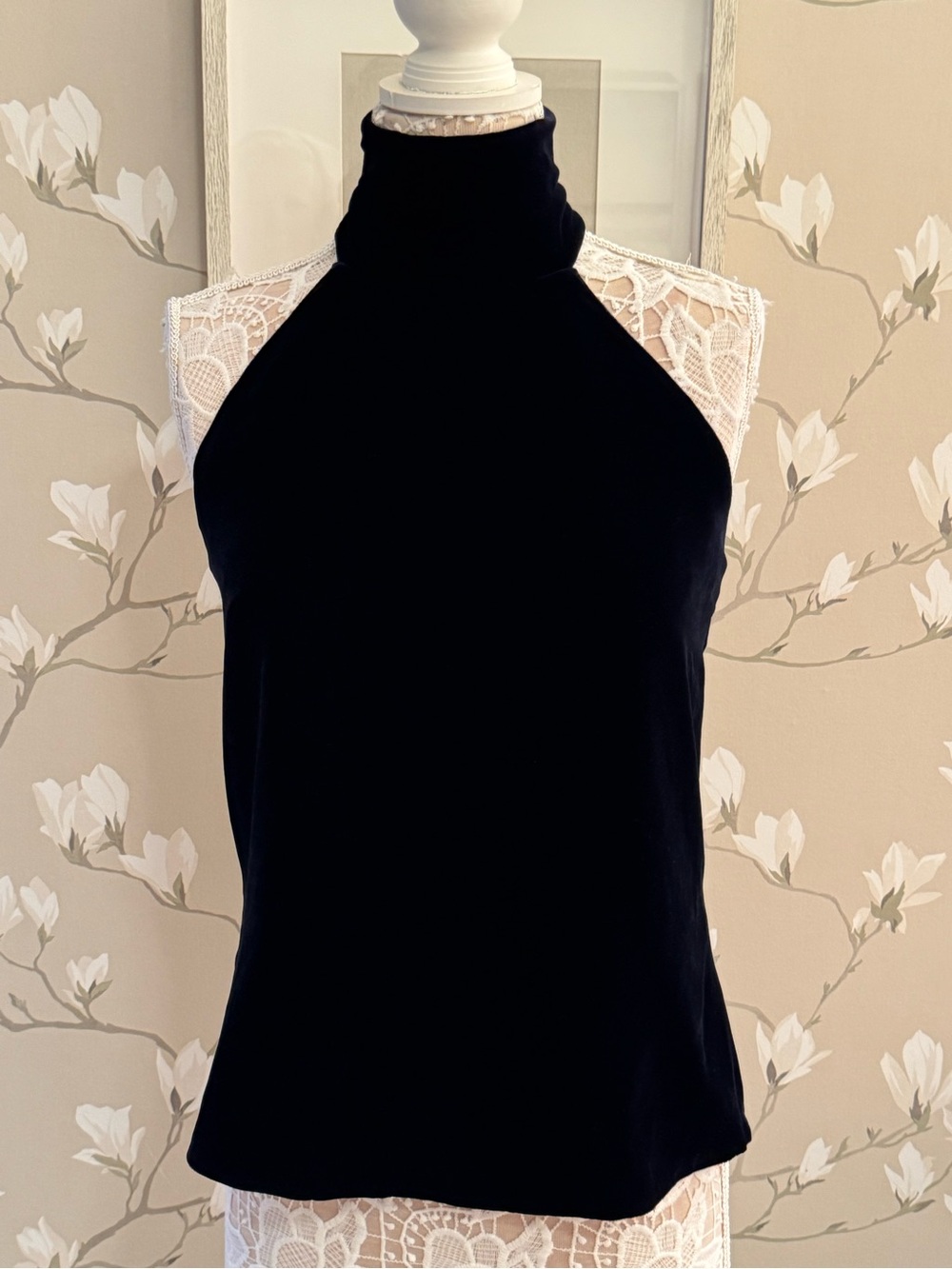 Lauren Ralph Lauren Velvet Sleeveless Mock Neck Camisole in VERY dark Navy Blue